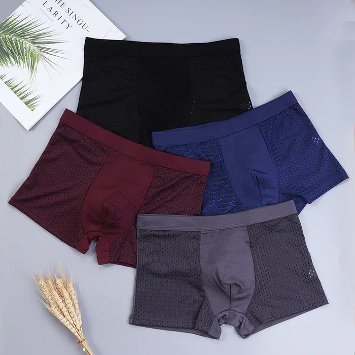 Kit con 4 Boxer Premium Traspiranti – Fibra di Bambú