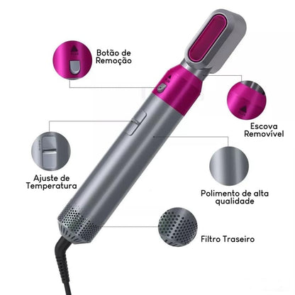 Spazzola Elettrica Asciugacapelli Modellante e Lisciante ad Aria Calda 5 in 1